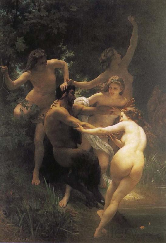 Adolphe William Bouguereau The god of the forest with their fairy Norge oil painting art